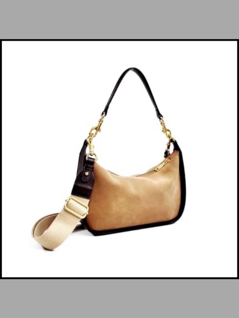 Faux Suede Crossbody Bag Small Shoulder Purse Adjustable Strap Retro Handbag